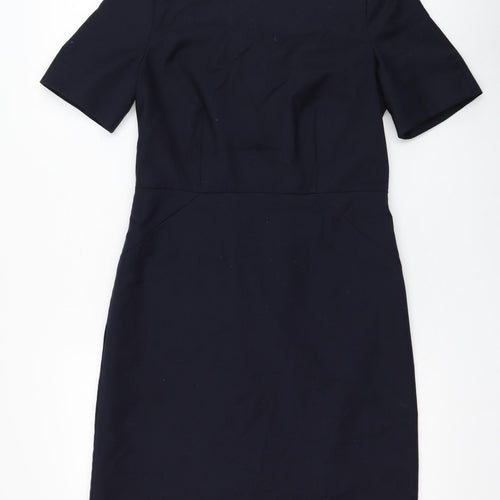 John Lewis Womens Blue  Polyester Shift  Size 10  Round Neck Zip