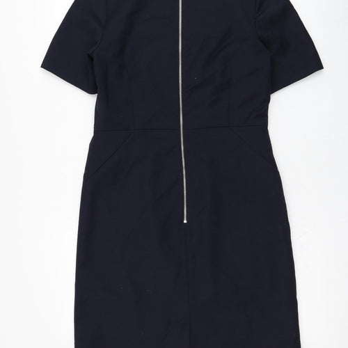 John Lewis Womens Blue  Polyester Shift  Size 10  Round Neck Zip