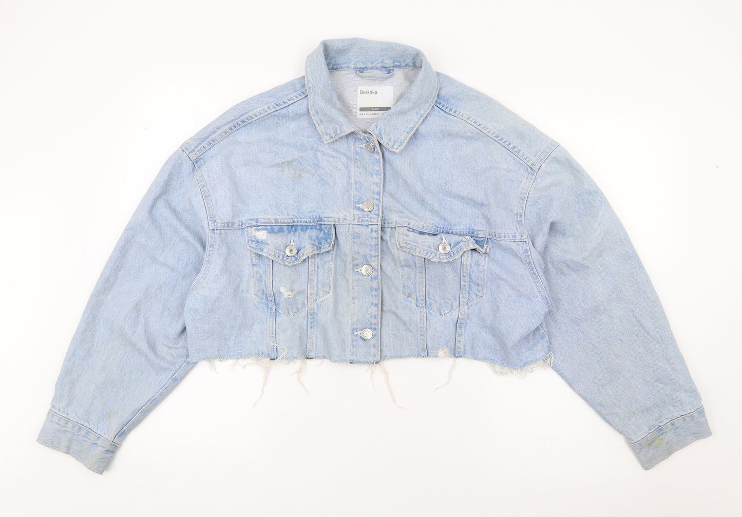 Bershka Womens Blue   Jacket  Size 6   - Distressed, Cropped