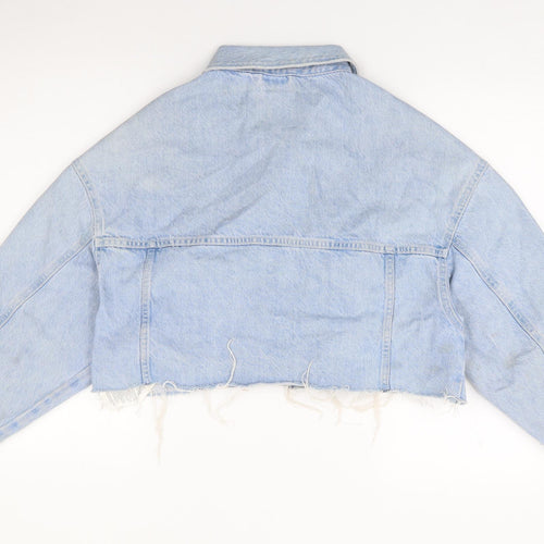 Bershka Womens Blue   Jacket  Size 6   - Distressed, Cropped