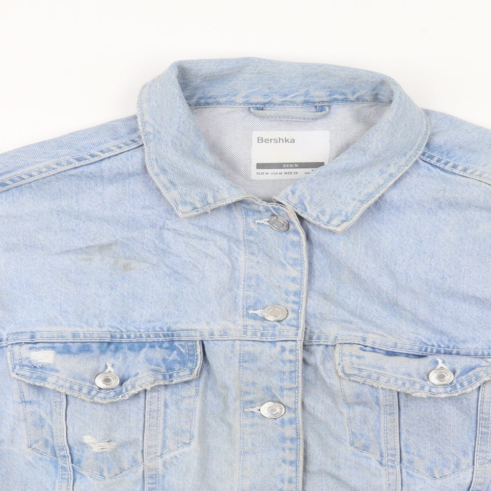 Bershka Womens Blue   Jacket  Size 6   - Distressed, Cropped