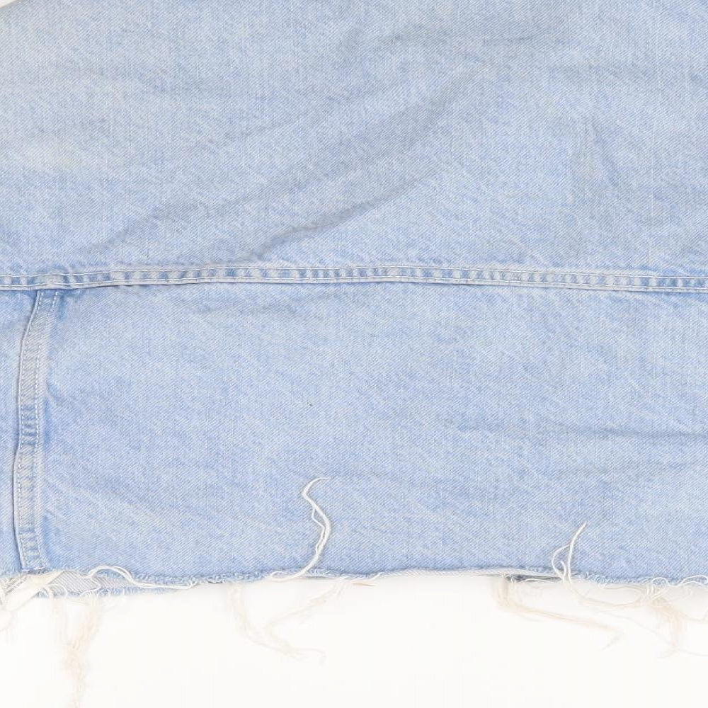 Bershka Womens Blue   Jacket  Size 6   - Distressed, Cropped