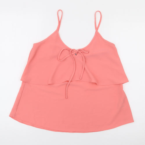 Florence and Fred Womens Pink  Polyester Camisole Blouse Size 10 V-Neck - Tie Neck, Double Layer