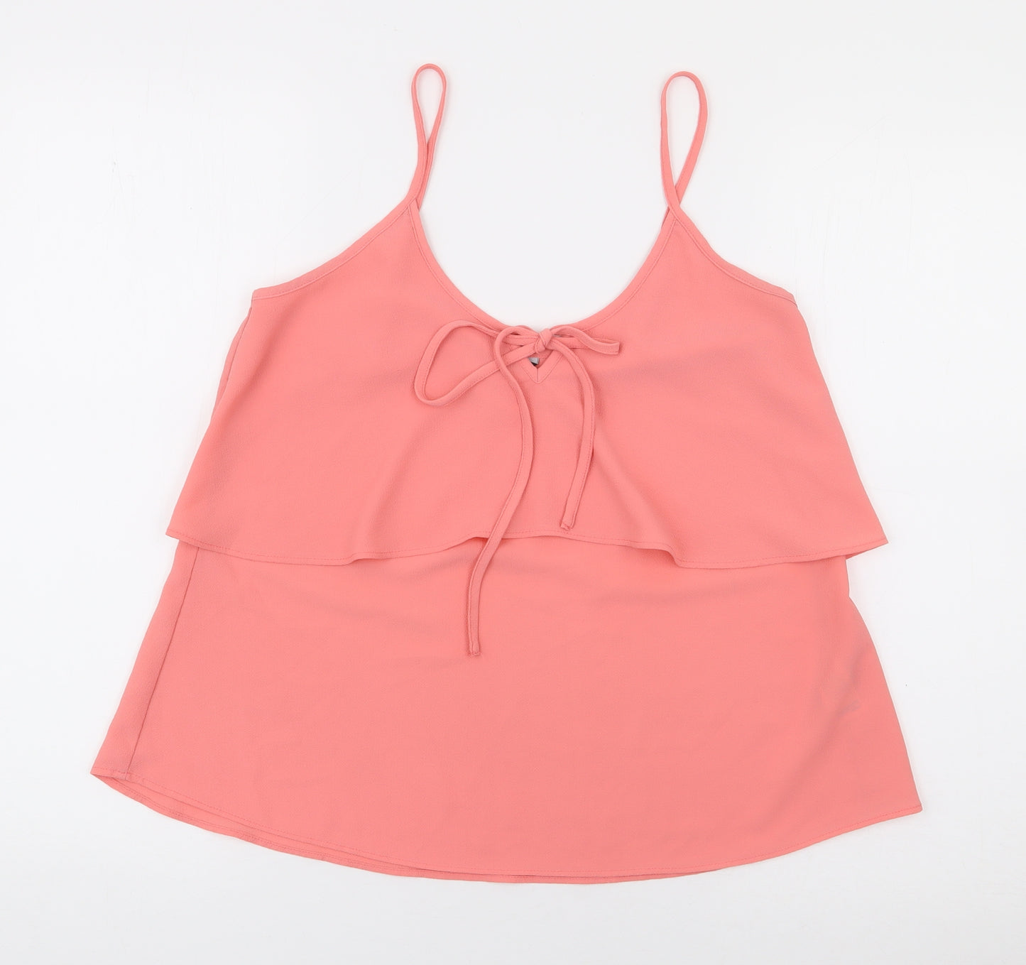 Florence and Fred Womens Pink  Polyester Camisole Blouse Size 10 V-Neck - Tie Neck, Double Layer