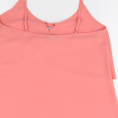 Florence and Fred Womens Pink  Polyester Camisole Blouse Size 10 V-Neck - Tie Neck, Double Layer