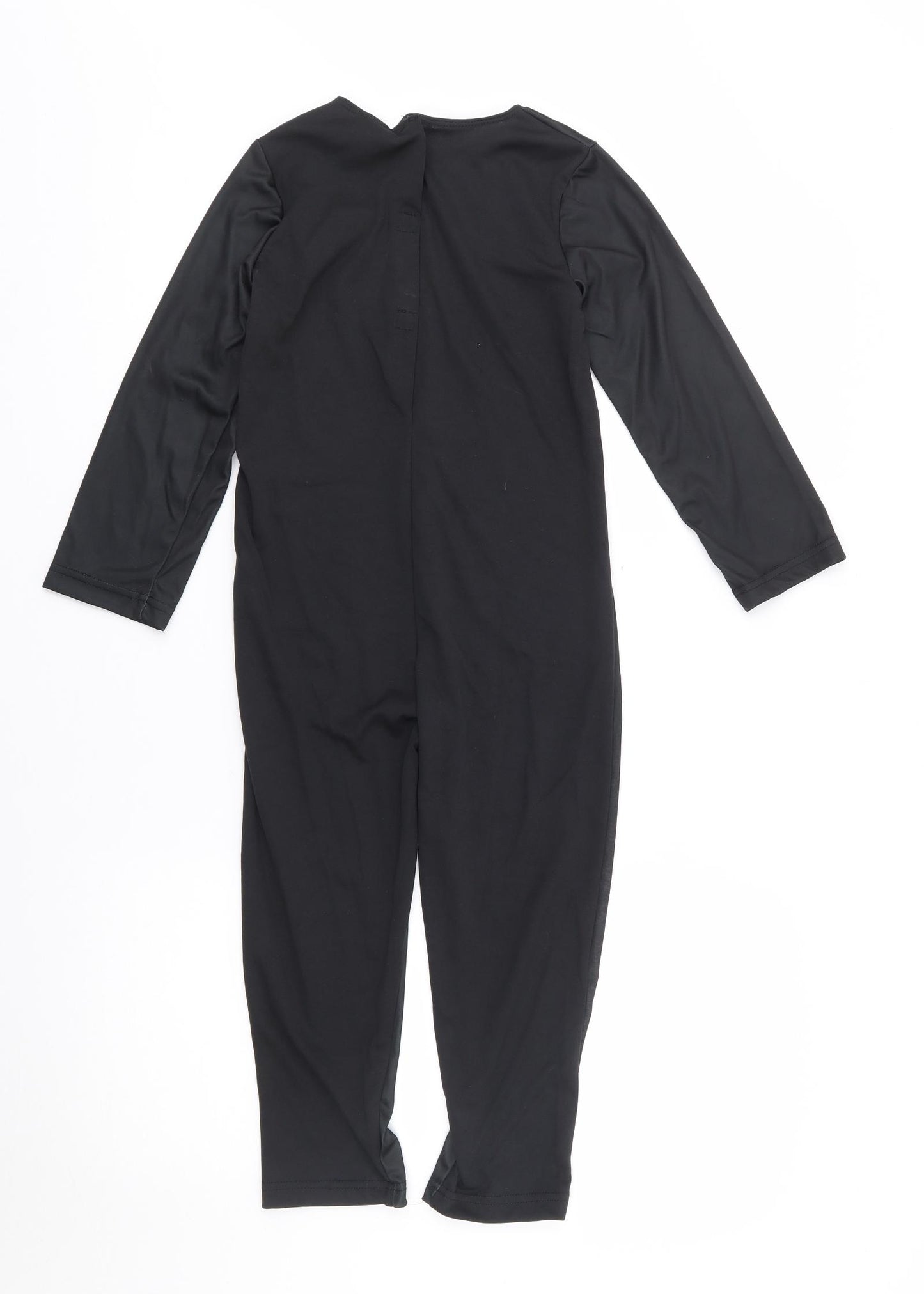 F+F Boys Black Solid 100% Polyester  Bodysuit Size 5-6 Years  Hook & Loop -  Fancy Dress, Skeleton