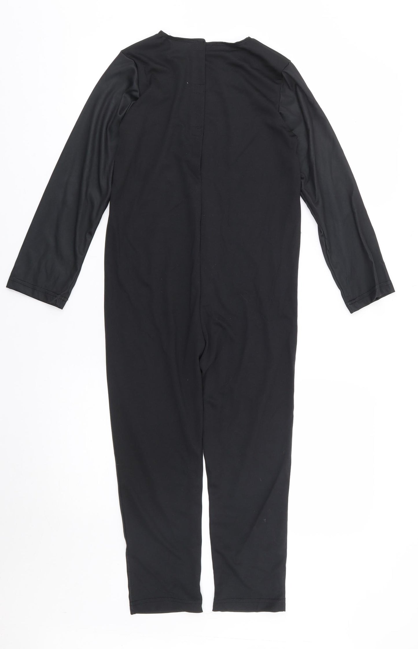 F&F Boys Black Solid 100% Polyester  Bodysuit Size 7-8 Years  Hook & Loop -  Fancy Dress, Skeleton