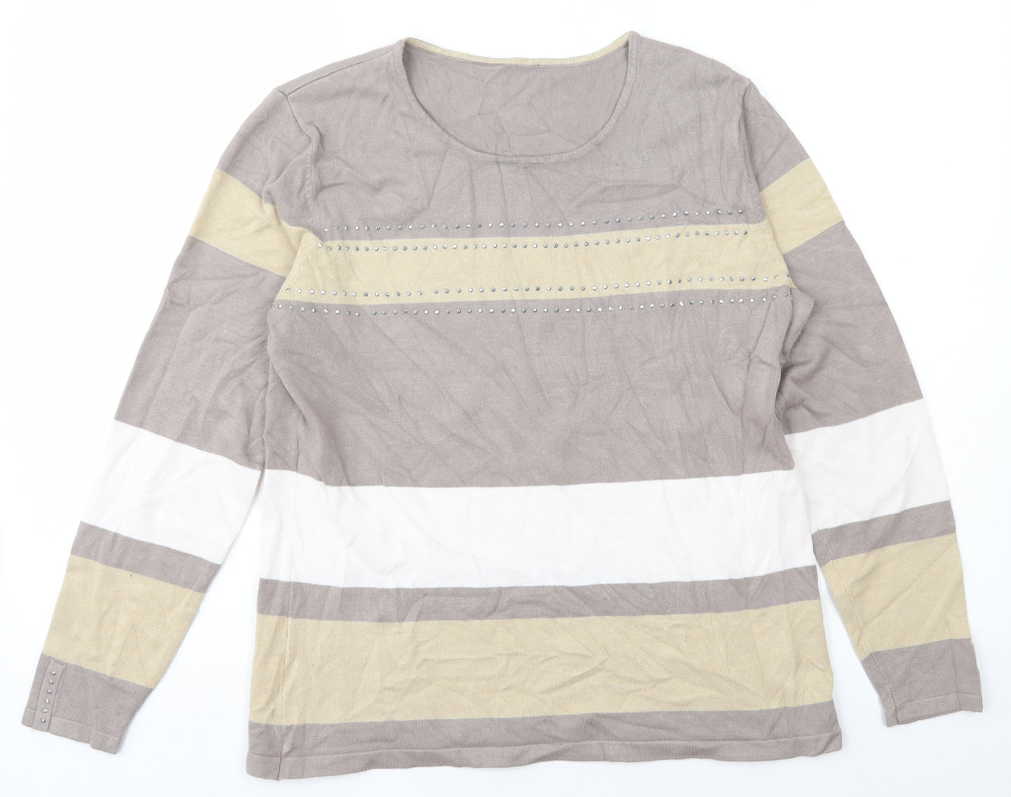 Emreco Womens Multicoloured Scoop Neck Striped Viscose Pullover Jumper Size M