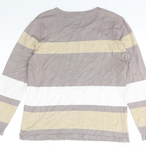 Emreco Womens Multicoloured Scoop Neck Striped Viscose Pullover Jumper Size M