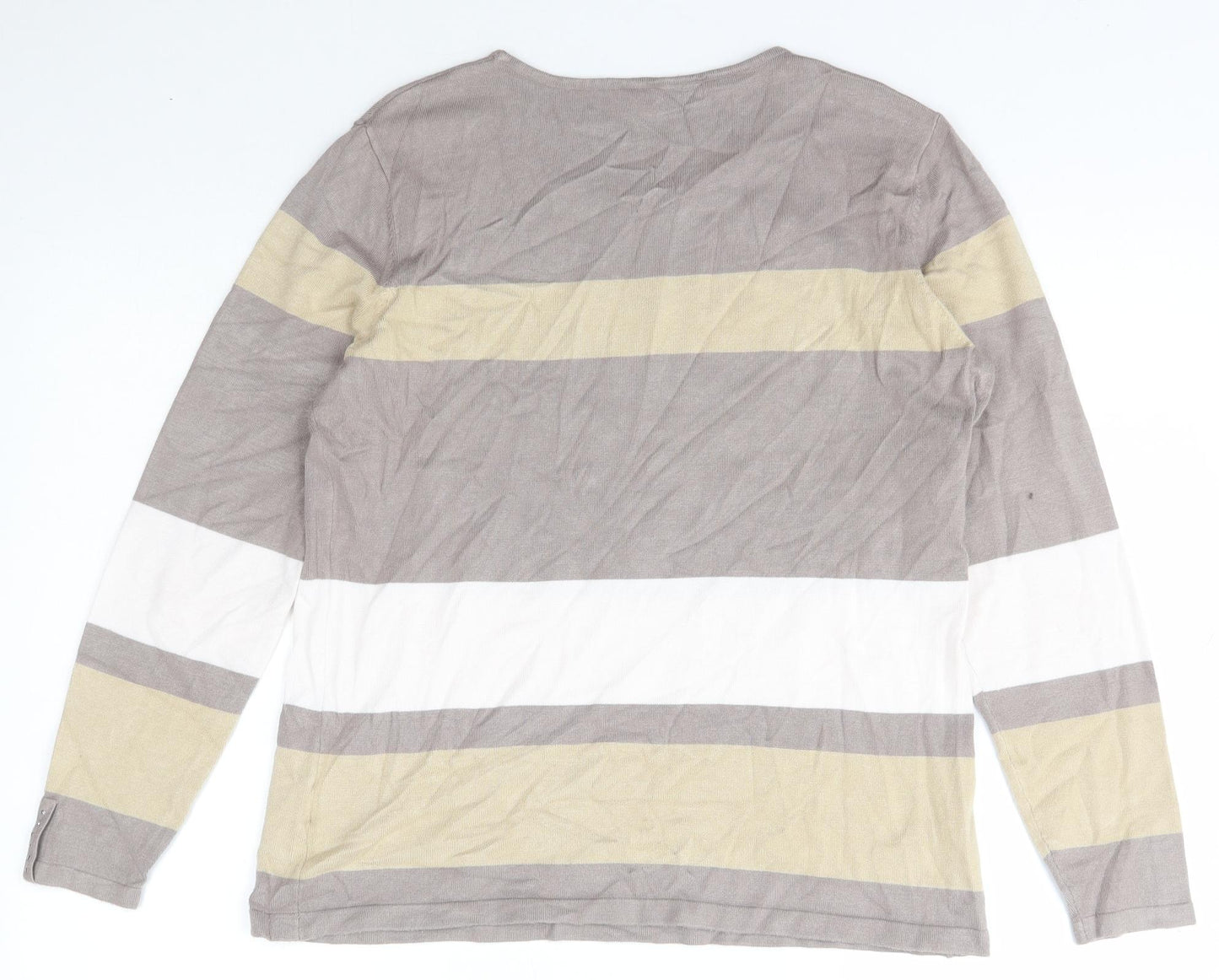 Emreco Womens Multicoloured Scoop Neck Striped Viscose Pullover Jumper Size M