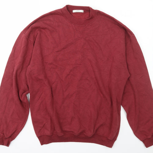 Marks and Spencer Womens Red Mock Neck  Cotton Pullover Jumper Size S