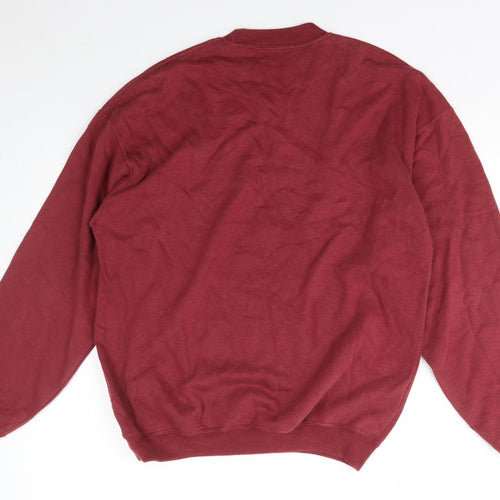 Marks and Spencer Womens Red Mock Neck  Cotton Pullover Jumper Size S