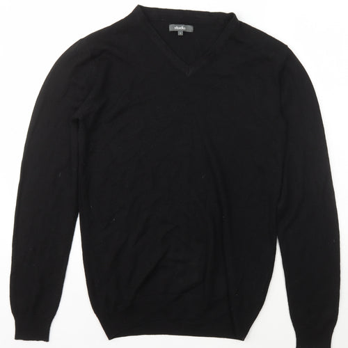 Studio Womens Black V-Neck  Acrylic Pullover Jumper Size S