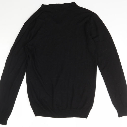 Studio Womens Black V-Neck  Acrylic Pullover Jumper Size S