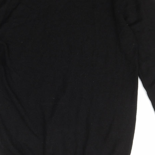 Studio Womens Black V-Neck  Acrylic Pullover Jumper Size S