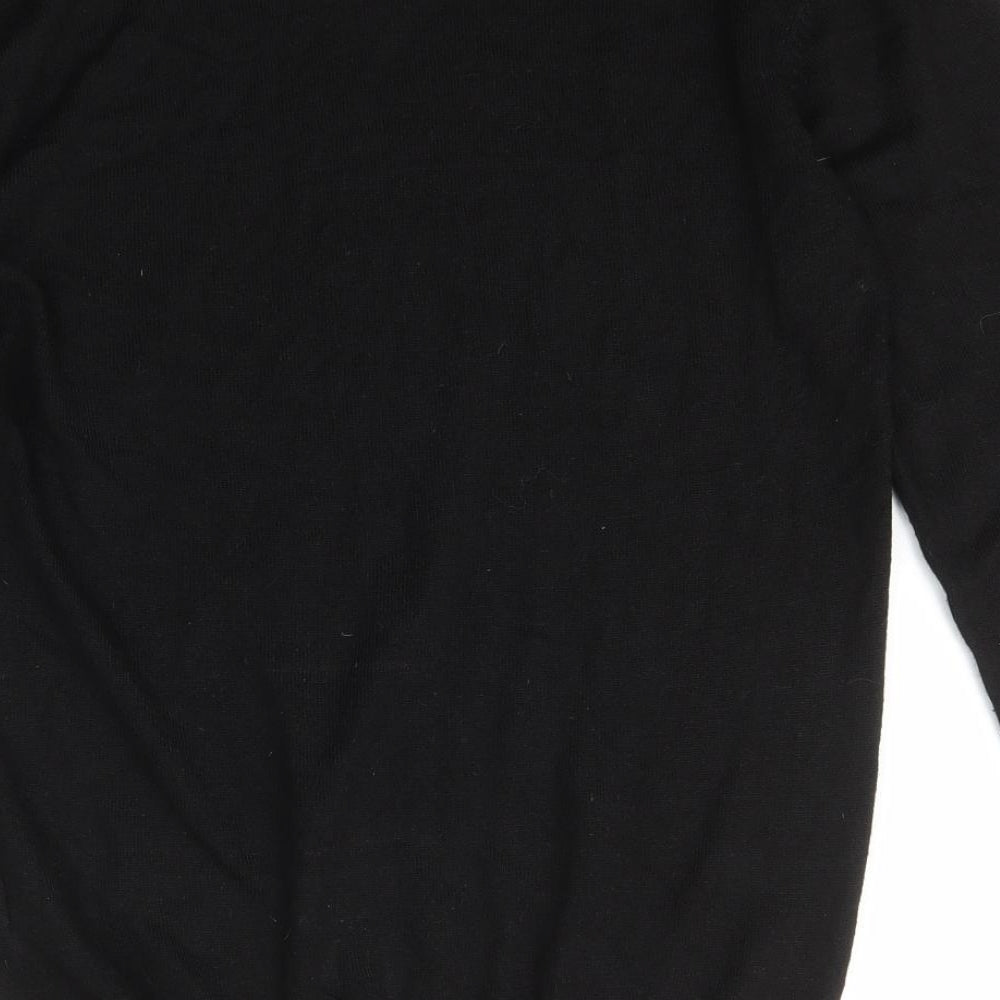 Studio Womens Black V-Neck  Acrylic Pullover Jumper Size S