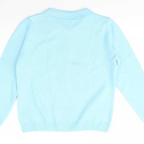 Preworn Womens Blue Collared  Acrylic Pullover Jumper Size M