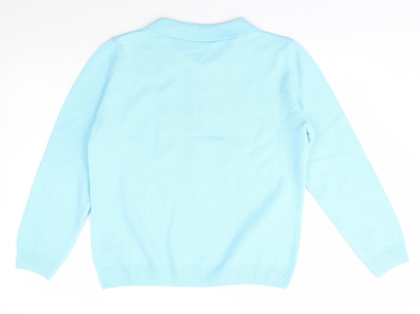 Preworn Womens Blue Collared  Acrylic Pullover Jumper Size M