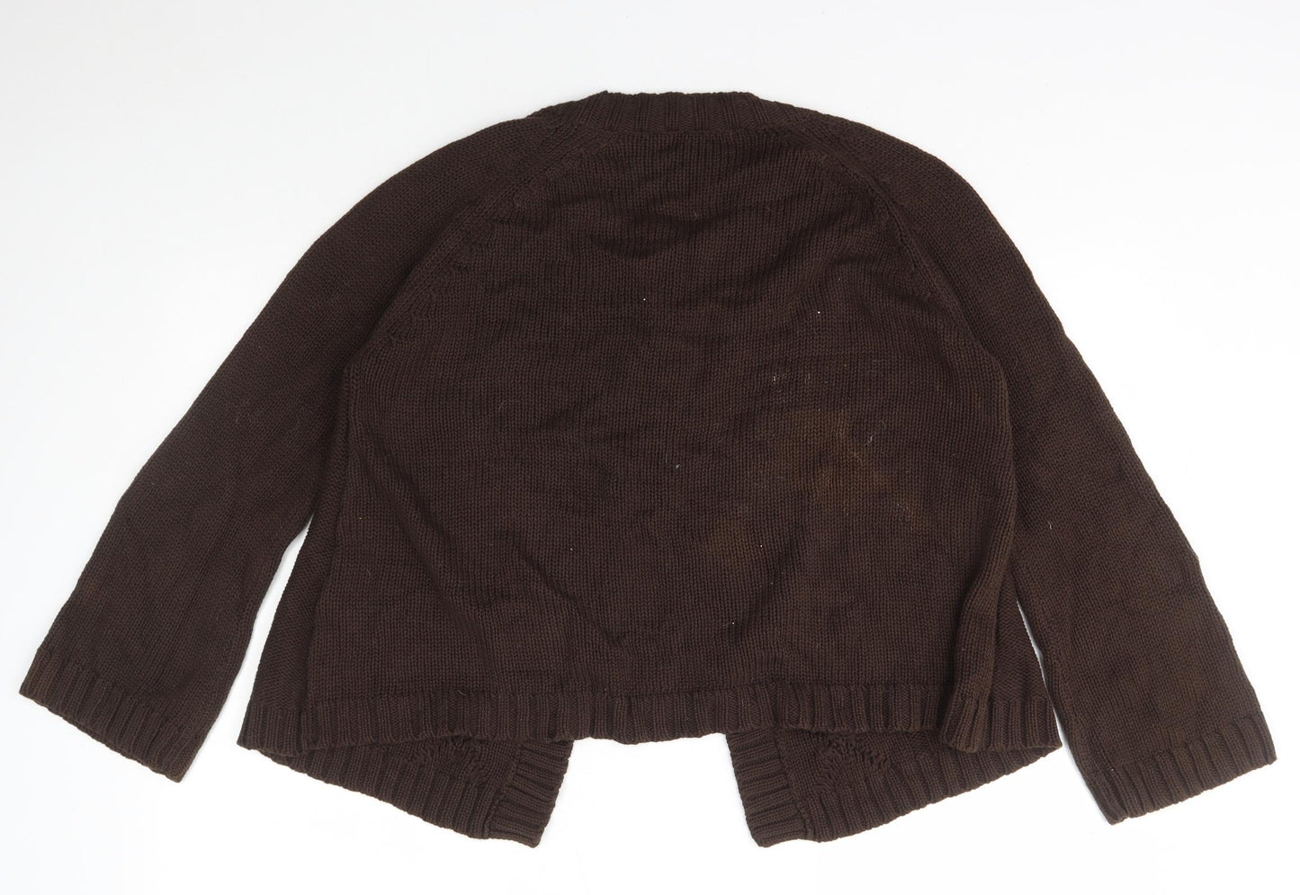 BM Womens Brown Scoop Neck  Cotton Cardigan Jumper Size L