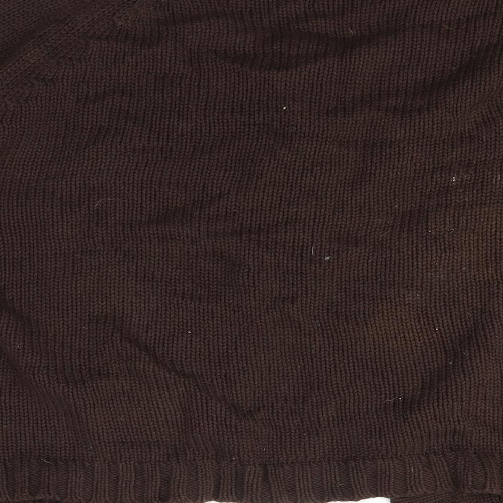 BM Womens Brown Scoop Neck  Cotton Cardigan Jumper Size L