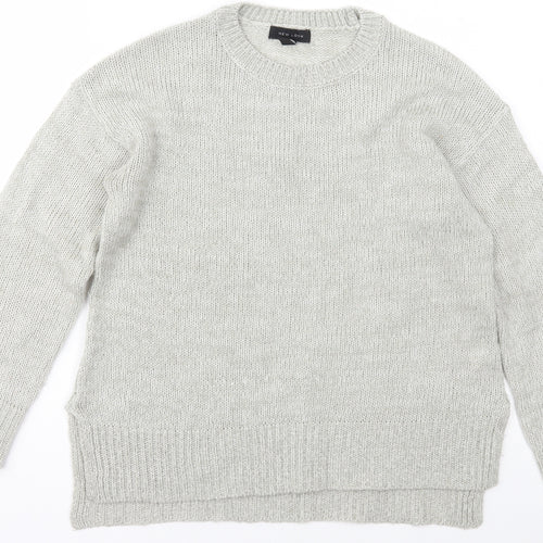 New Look Womens Grey Crew Neck  Acrylic Pullover Jumper Size S