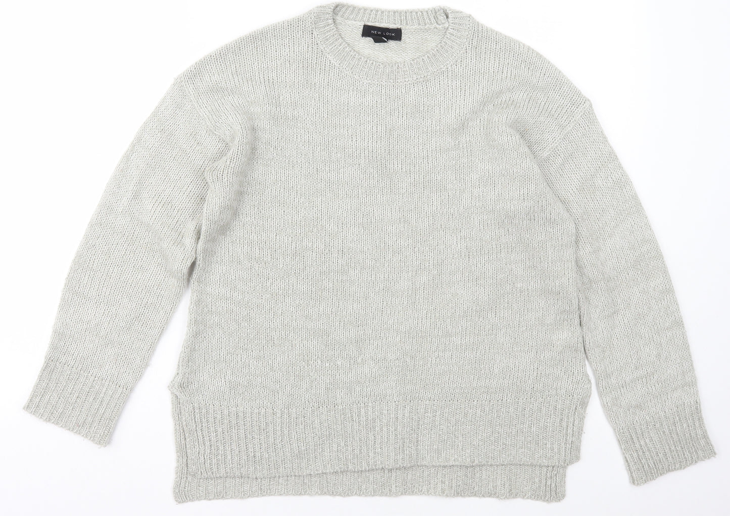 New Look Womens Grey Crew Neck  Acrylic Pullover Jumper Size S