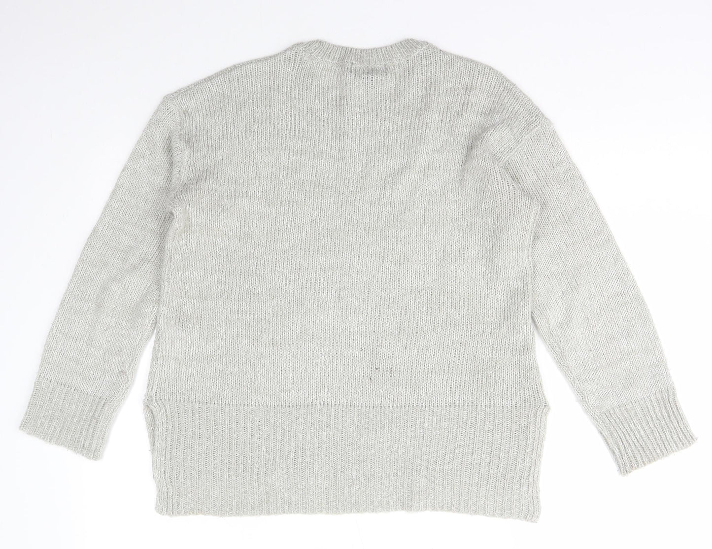 New Look Womens Grey Crew Neck  Acrylic Pullover Jumper Size S