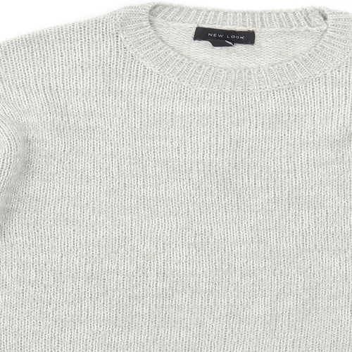 New Look Womens Grey Crew Neck  Acrylic Pullover Jumper Size S