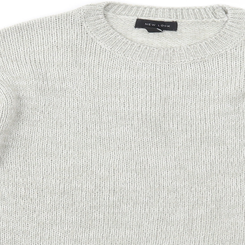 New Look Womens Grey Crew Neck  Acrylic Pullover Jumper Size S