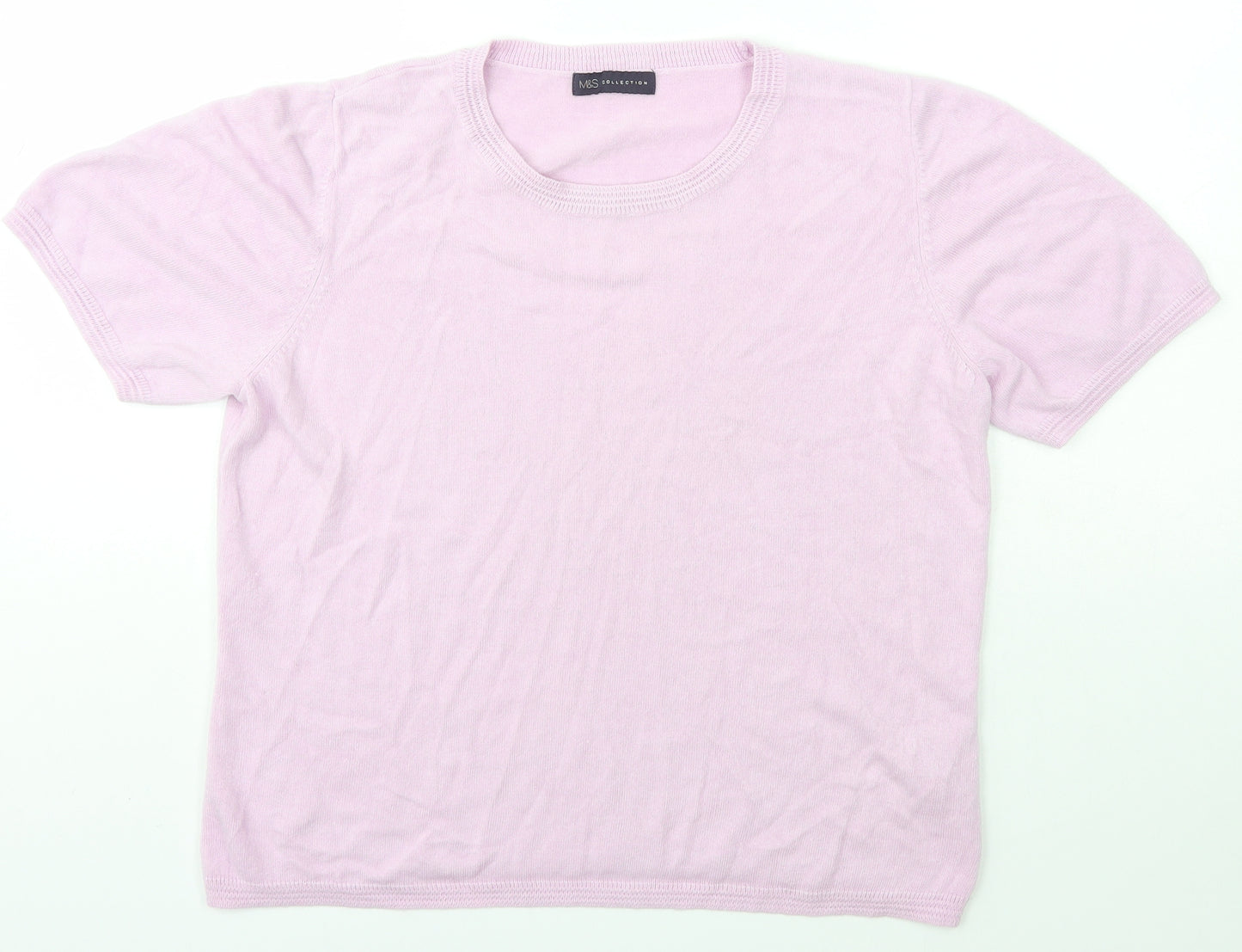 Marks and Spencer Womens Pink Scoop Neck  Acrylic Pullover Jumper Size 16