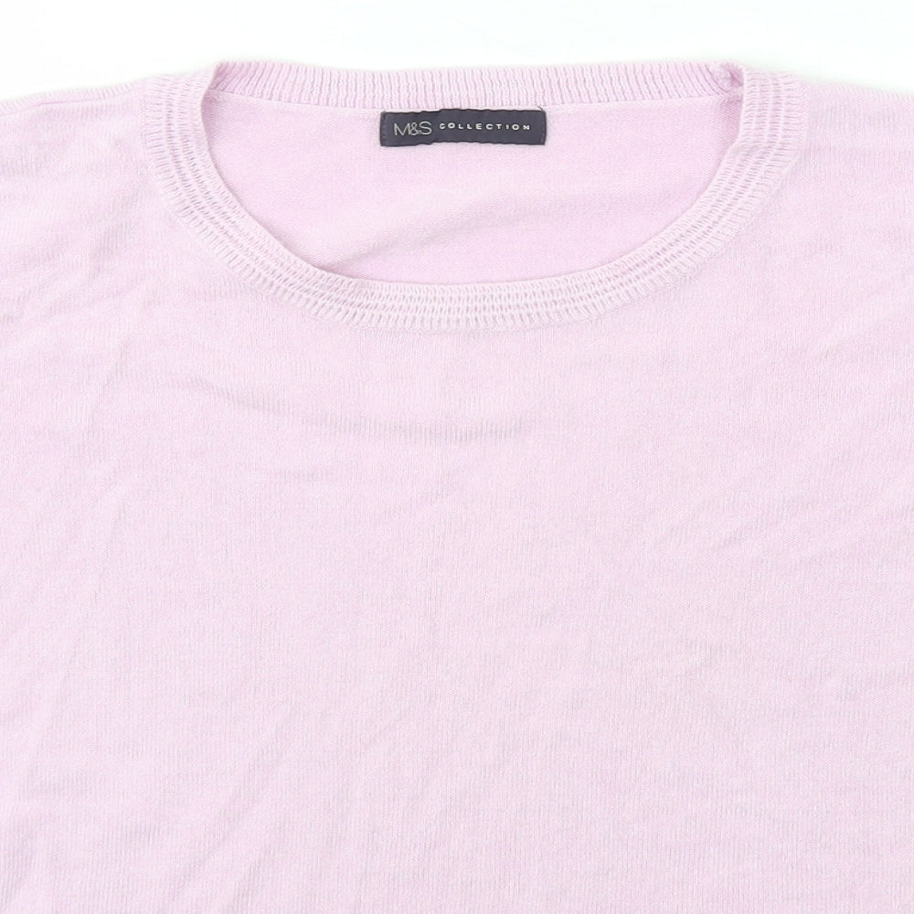 Marks and Spencer Womens Pink Scoop Neck  Acrylic Pullover Jumper Size 16