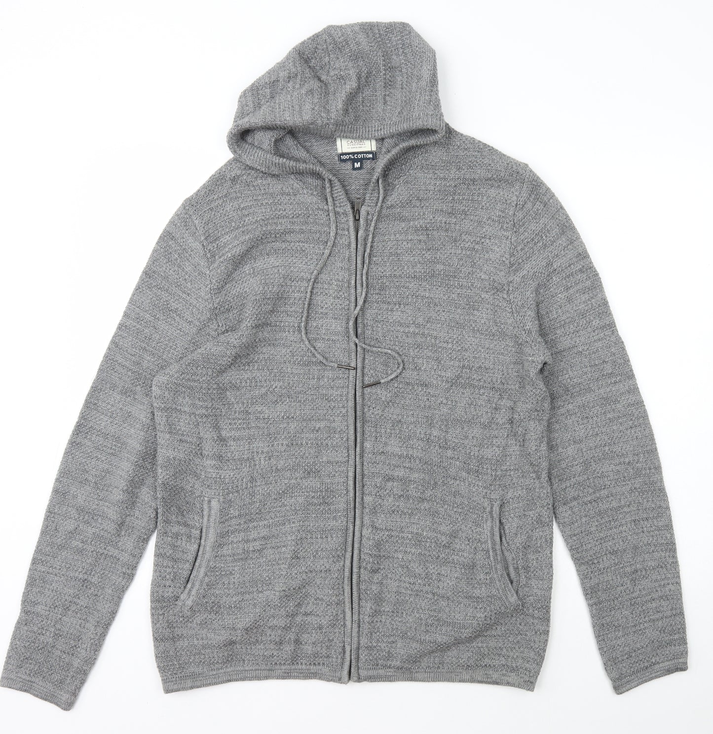 George Mens Grey  Cotton Full Zip Hoodie Size M