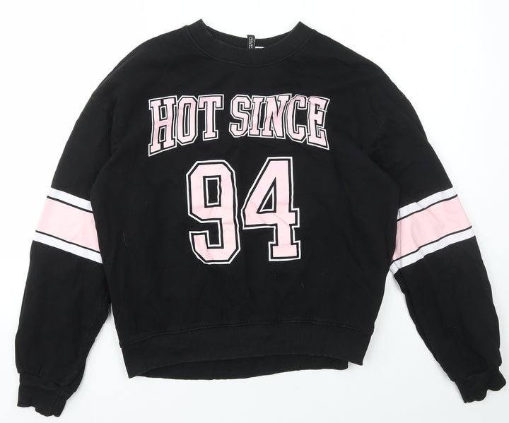 H&M Womens Black Mock Neck Cotton Pullover Jumper Size M