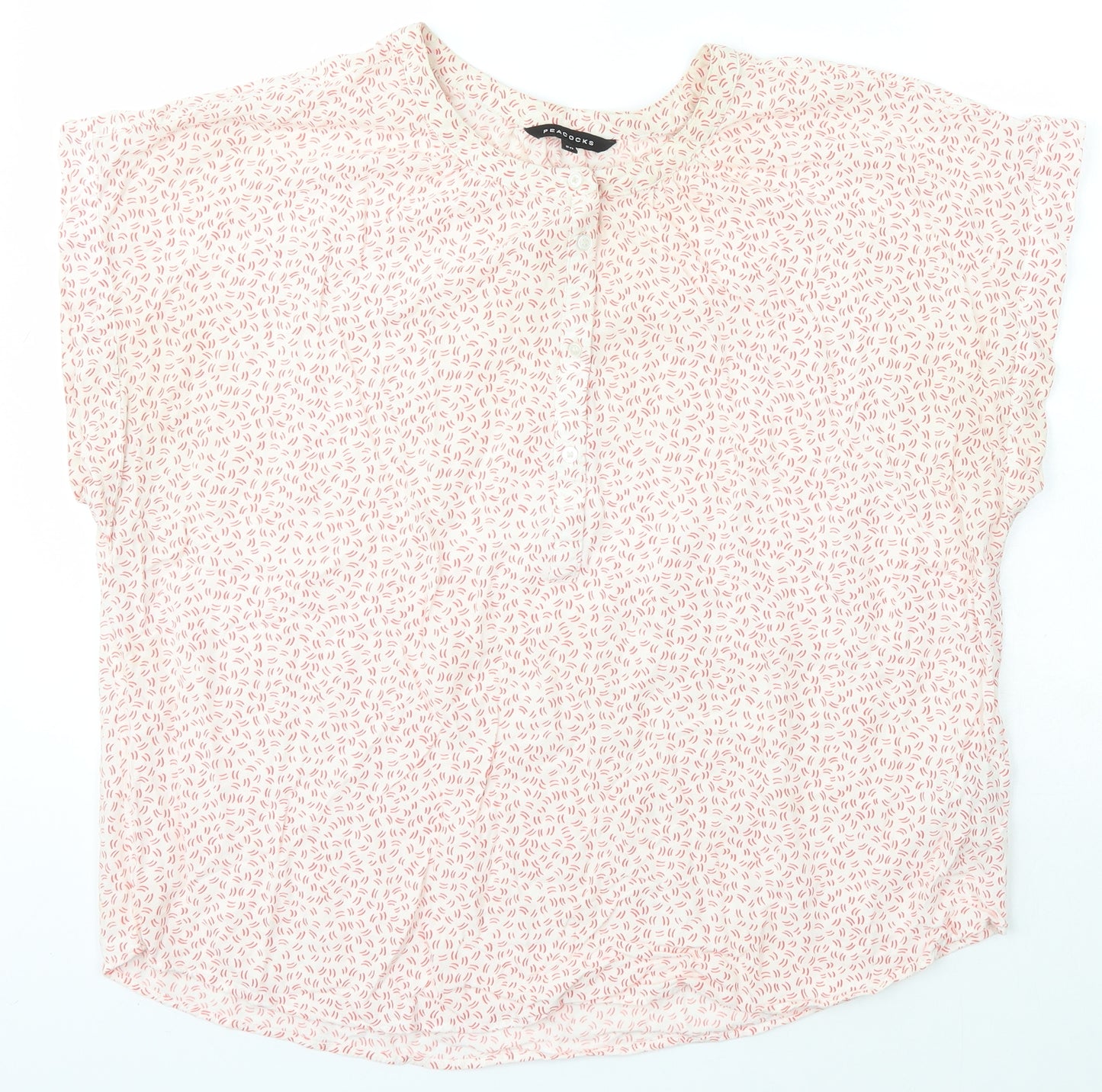 Peacocks Womens Ivory Geometric Viscose Basic Blouse Size 20 Collared