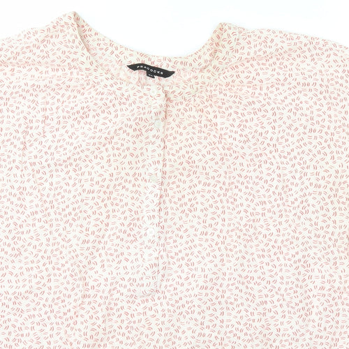 Peacocks Womens Ivory Geometric Viscose Basic Blouse Size 20 Collared