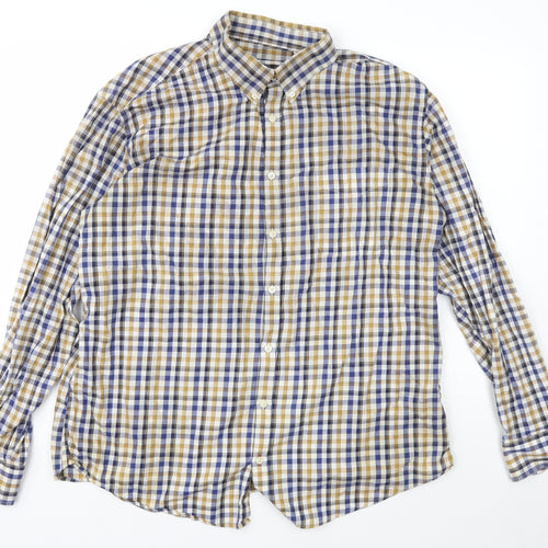 JP Cole Mens Multicoloured Check Cotton  Button-Up Size 2XL Collared Button
