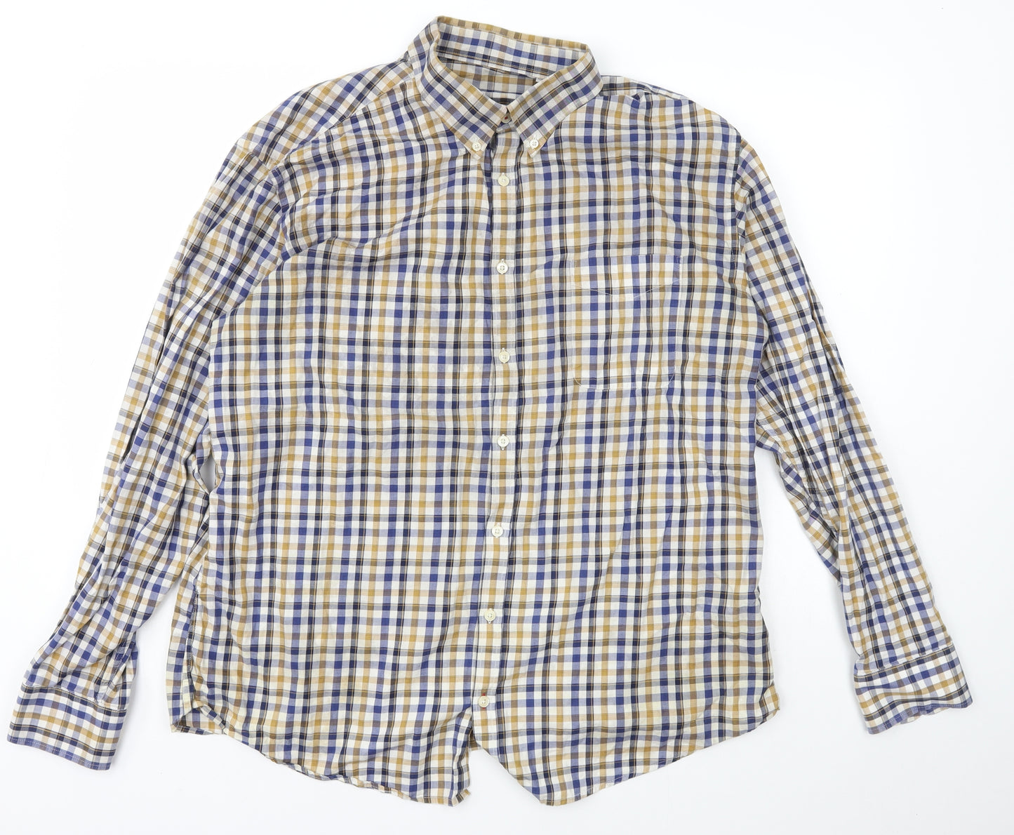 JP Cole Mens Multicoloured Check Cotton  Button-Up Size 2XL Collared Button