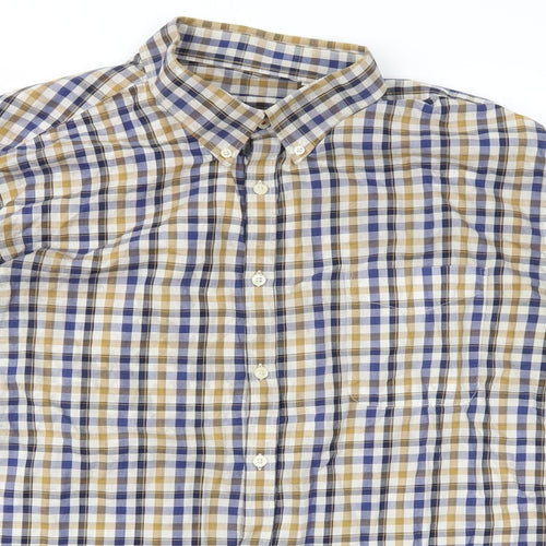 JP Cole Mens Multicoloured Check Cotton  Button-Up Size 2XL Collared Button