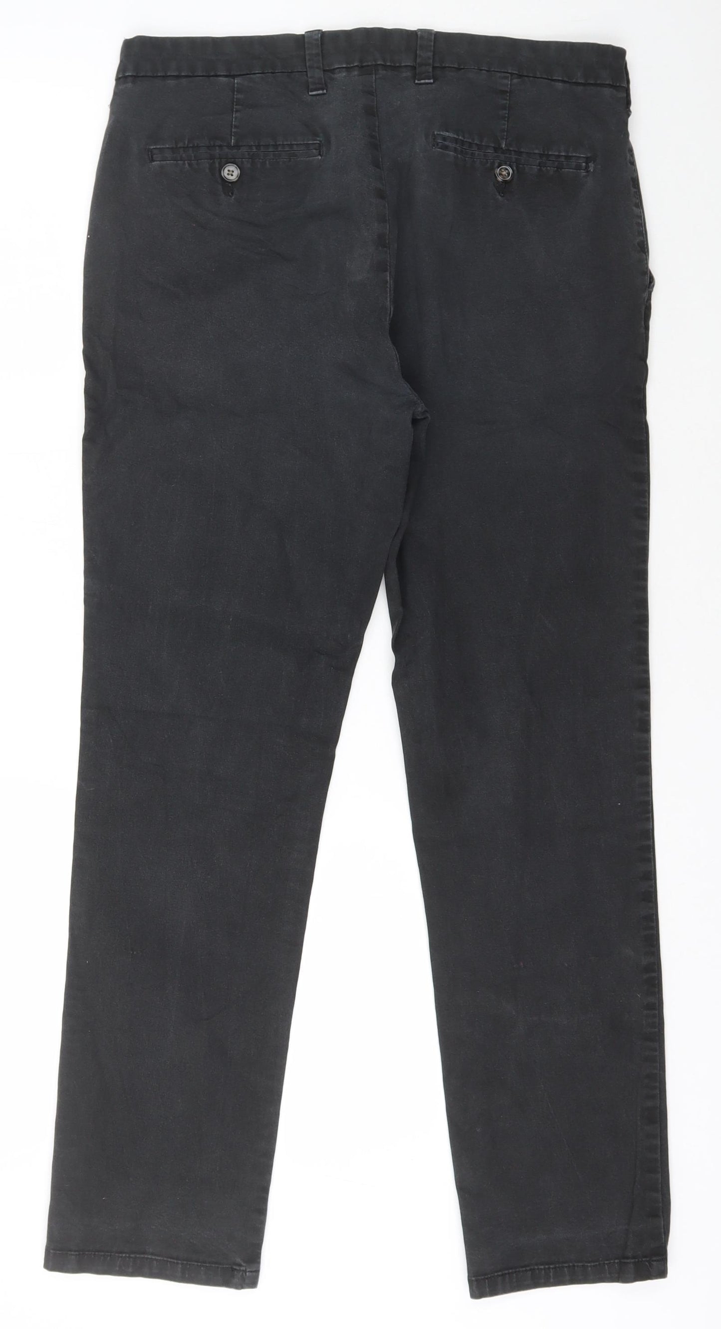Marks and Spencer Mens Grey  Cotton Tapered Jeans Size 34 L30 in Slim Zip