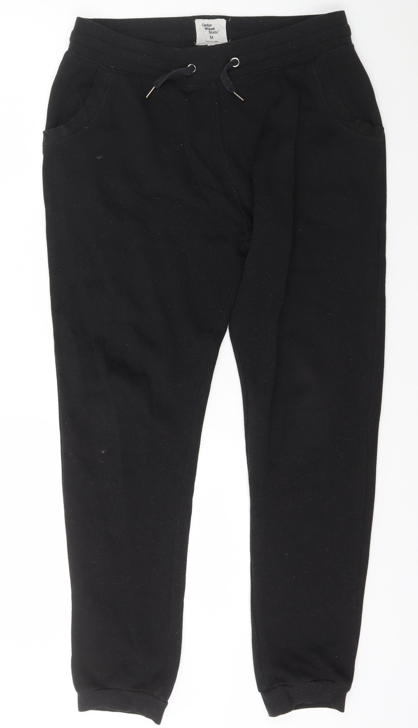 Cedar Wood State Mens Black  Polyester Jogger Trousers Size M L28 in Relaxed Drawstring