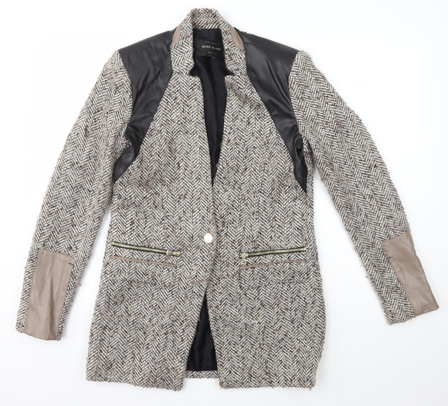 River Island Womens Brown Herringbone  Jacket  Size 10  Button