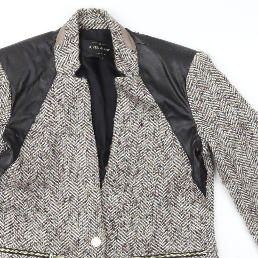 River Island Womens Brown Herringbone  Jacket  Size 10  Button