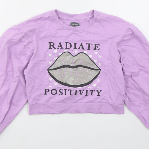 Studio Girls Purple  Cotton Pullover Sweatshirt Size 10-11 Years  Pullover - Radiate Positivity