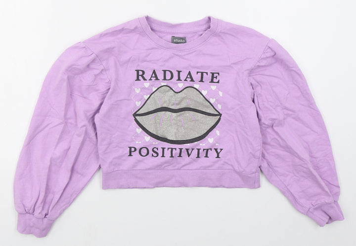Studio Girls Purple Cotton Pullover Sweatshirt Size 10-11 Years Pullover - Radiate Positivity