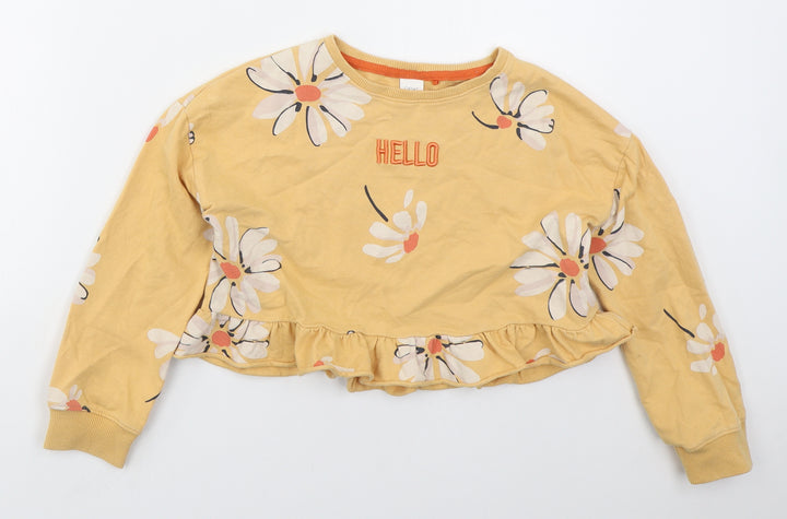 NEXT Girls Orange Floral Cotton Pullover Sweatshirt Size 10 Years Pullover - Hello