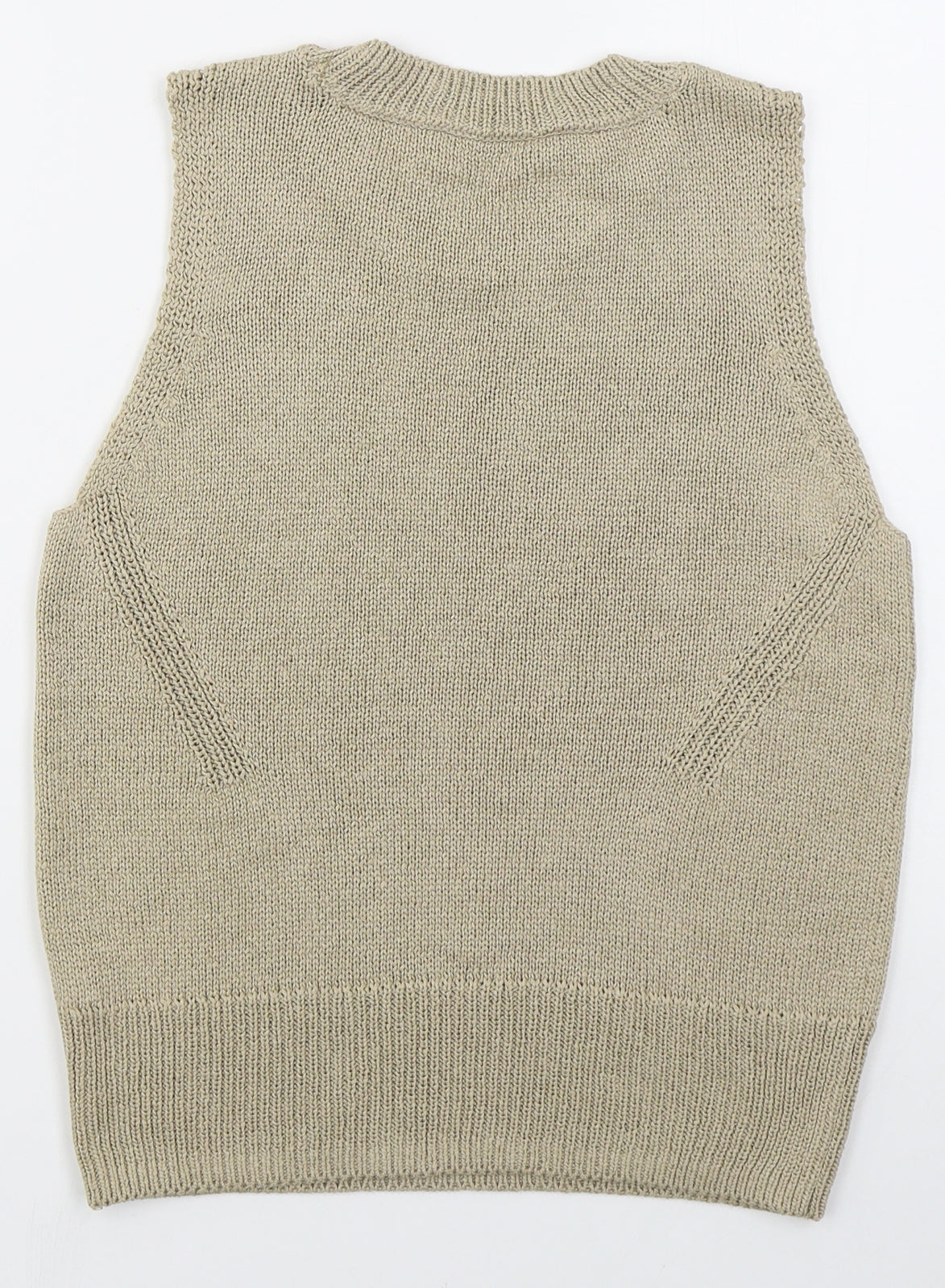 Marks and Spencer Womens Beige Crew Neck  Acrylic Vest Jumper Size 12