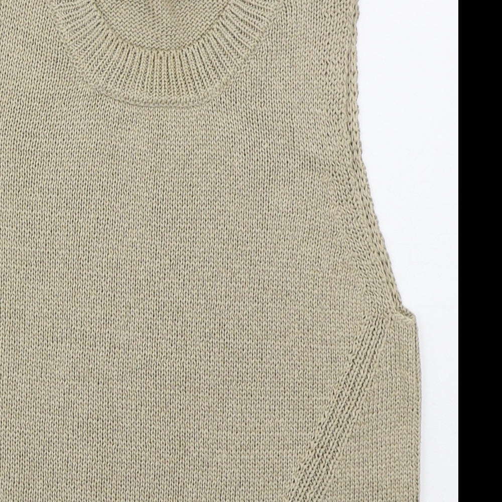 Marks and Spencer Womens Beige Crew Neck  Acrylic Vest Jumper Size 12