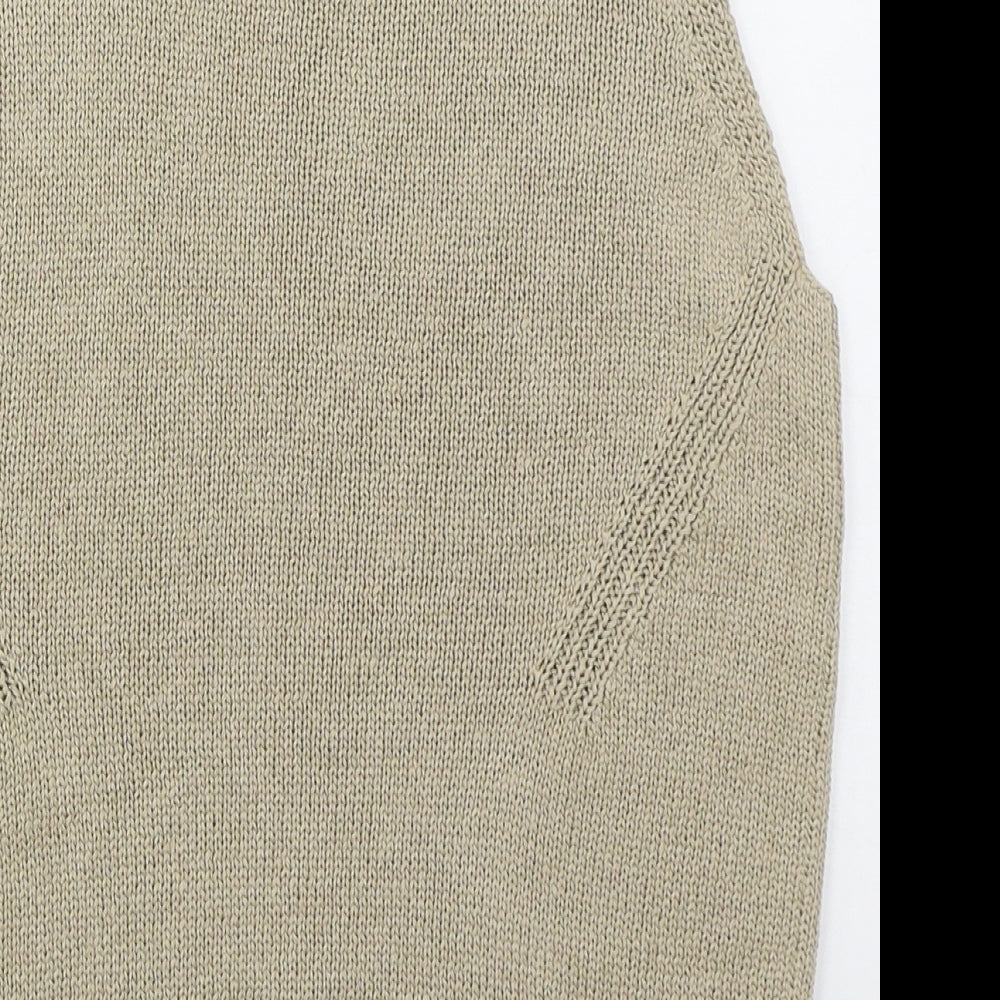 Marks and Spencer Womens Beige Crew Neck  Acrylic Vest Jumper Size 12