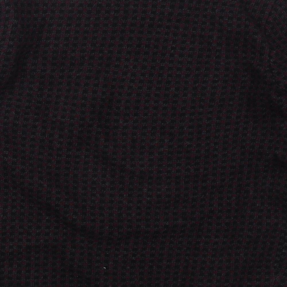Racing Green Mens Red Crew Neck Check Wool Pullover Jumper Size XL