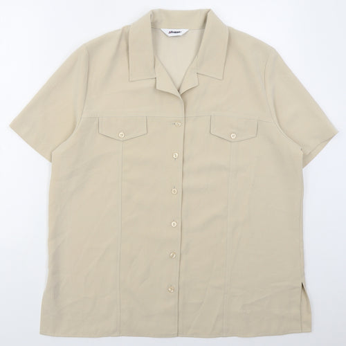 Damart Womens Beige  Polyester Basic Button-Up Size L Collared